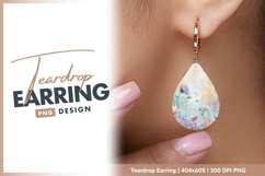 Watercolor floral meadow soft pastel teardrop earring Product Image 1