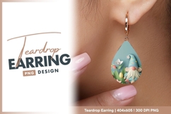 Easter gnome sitting in a paper garden teardrop earring Product Image 1