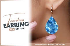Floating blue heart shapes and bubbles teardrop earring png Product Image 1