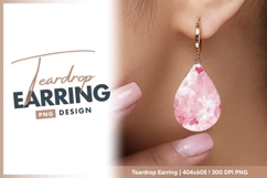 Pink watercolor hearts abstract background teardrop earring Product Image 1
