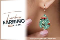 Festive holiday pattern with cars and trees teardrop earring Product Image 1
