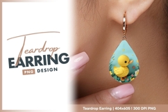 Cute yellow duckling with paper flowers teardrop earring Product Image 1