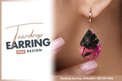 Elegant black floral watercolor art teardrop earring png Product Image 1