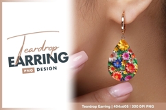 Colorful paper flowers abundance teardrop earring Product Image 1