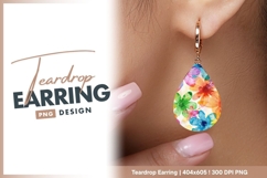 Watercolor flowers vibrant colors seamless teardrop earring Product Image 1
