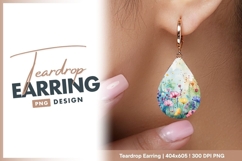 Watercolor wildflower meadow colorful teardrop earring Product Image 1