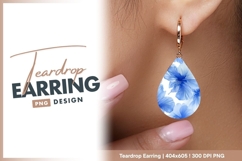 Blue hibiscus flowers seamless floral teardrop earring Product Image 1