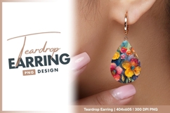 Colorful alcohol ink floral painting teardrop earring Product Image 1