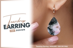 Abstract pink gray and gold ink swirl teardrop earring Product Image 1