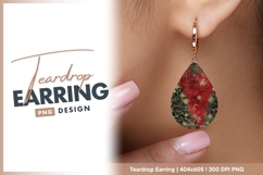 Textured red christmas trees holiday teardrop earring Product Image 1