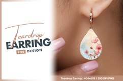 Pink poppies floral design with textured Teardrop Earring Product Image 1