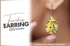 Watercolor yellow floral seamless pattern teardrop earring Product Image 1