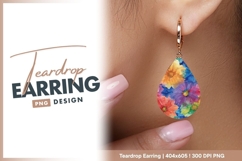 Colorful watercolor floral art background teardrop earring Product Image 1