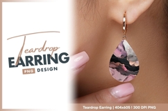 Abstract ink painting pink gray black gold teardrop earring Product Image 1