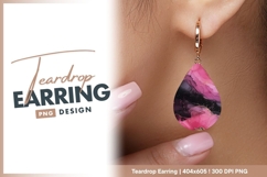 Pink black gold alcohol ink art painting teardrop earring Product Image 1