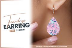 Unicorns and flowers watercolor seamless teardrop earring Product Image 1