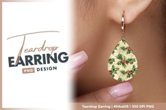 Pastel gingham watercolor pattern teardrop earring png Product Image 1