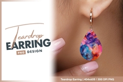 Colorful abstract floral illustration teardrop earring Product Image 1