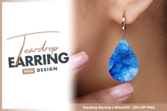 Blue ink wash alcohol fluid art teardrop earring Product Image 1