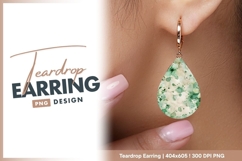 Green floral watercolor botanical teardrop earring Product Image 1