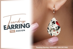 Dalmatian dog paper cut art with hearts teardrop earring Product Image 1