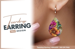 Glittering floral art teardrop earring png Product Image 1