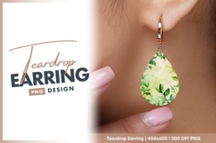 Green leaves watercolor background teardrop earring Product Image 1