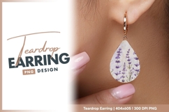 Watercolor lavender flower stems on teardrop earring Product Image 1