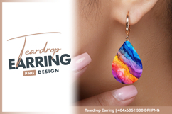 Colorful liquid art painting alcohol ink Teardrop Earring Product Image 1