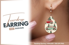 Vintage christmas cars and decorated trees teardrop earring Product Image 1