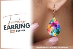 Colorful watercolor floral pattern teardrop earring Product Image 1