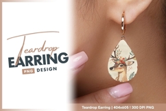 Watercolor deer portrait with floral crown teardrop earring Product Image 1