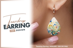 Watercolor floral field springtime colorful teardrop earring Product Image 1