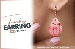 Watercolor hearts on pink background teardrop earring Product Image 1