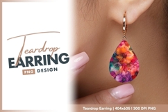 Vibrant floral watercolor ink painting teardrop earring Product Image 1