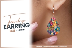 Colorful floral pattern with moon teardrop earring Product Image 1