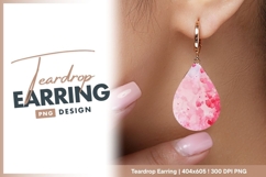 Watercolor hearts pink abstract background teardrop earring Product Image 1