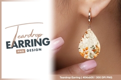 Autumn pumpkins and leaves watercolor teardrop earring Product Image 1