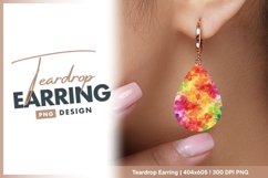 Vibrant rainbow floral watercolor teardrop earring Product Image 1