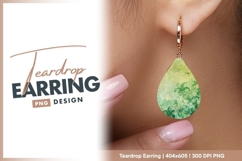 Green floral sketch background with texture teardrop earring Product Image 1