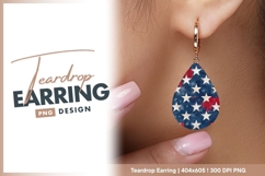 Patriotic stars on blue grunge textured teardrop earring Product Image 1