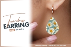 White Daisies with Yellow Centers on teardrop earring Product Image 1