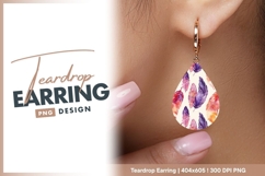 Watercolor Feathers Pattern in Purple Pink teardrop earring Product Image 1