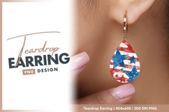Watercolor American Flag with Red and Blue teardrop earring Product Image 1