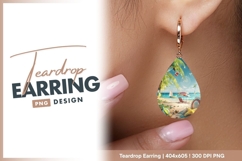 Beach Scene with Palm Trees Sailboat teardrop earring Product Image 1