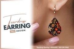 Embroidered Floral Pattern in Autumnal teardrop earring Product Image 1