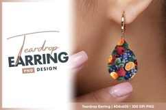 Colorful Fruit Arrangement with Raspberries teardrop earring Product Image 1
