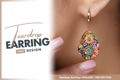 Psychedelic Floral Pattern with Swirls and teardrop earring Product Image 1