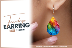 Vibrant rainbow ink alcohol fluid art Teardrop Earring Product Image 1