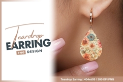 Watercolor Floral Pattern with Peach Pink teardrop earring Product Image 1